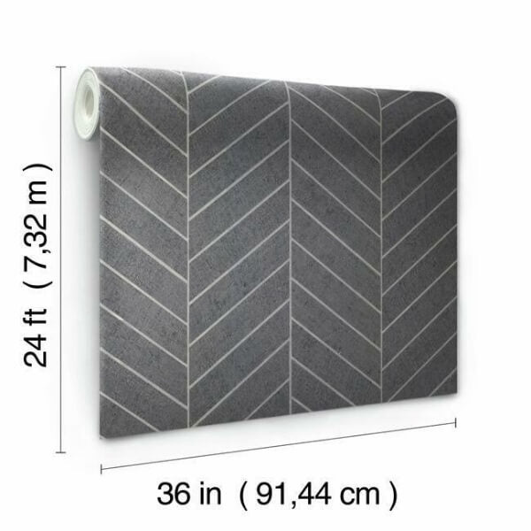 Atelier Herringbone Dark Grey Wallpaper