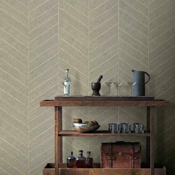 Atelier Herringbone Off White Wallpaper