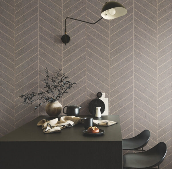 Atelier Herringbone Natural Grey Wallpaper