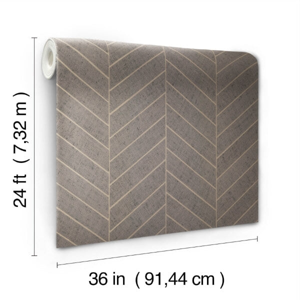 Atelier Herringbone Natural Grey Wallpaper