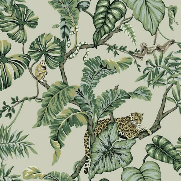 Jungle Cat Beige Wallpaper