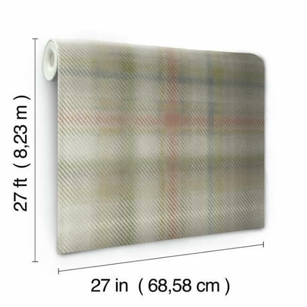 Sterling Plaid Neutral Wallpaper