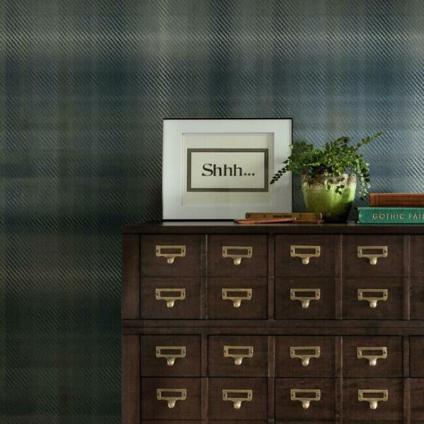 Sterling Plaid Blue Wallpaper
