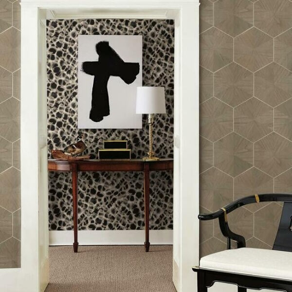 Leopard Rosettes Black Wallpaper