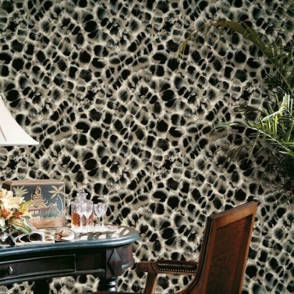 Leopard Rosettes Black Wallpaper