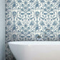 Deep Sea Toile Blue Wallpaper