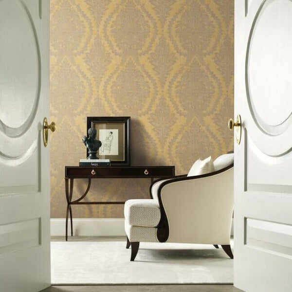 Charleston Damask Yellow Wallpaper