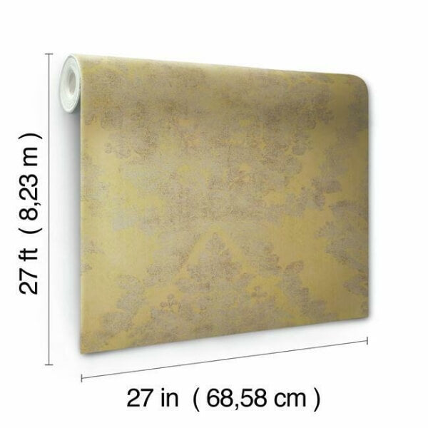 Charleston Damask Yellow Wallpaper