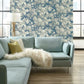 Antique Floral in Wedgewood Blue & Grey Wallpaper