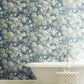 Antique Floral in Wedgewood Blue & Grey Wallpaper