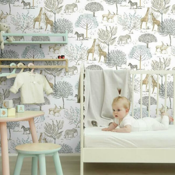 On the Savanna Neutral Wallpaper