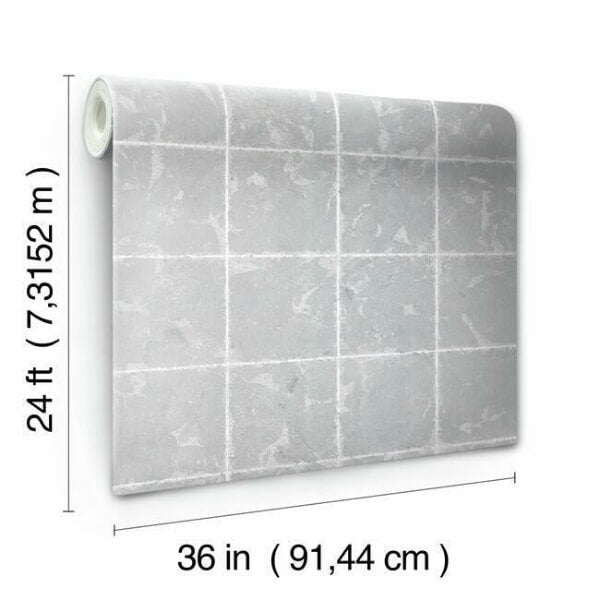 Metal Leaf Squares Silver Wallpaper