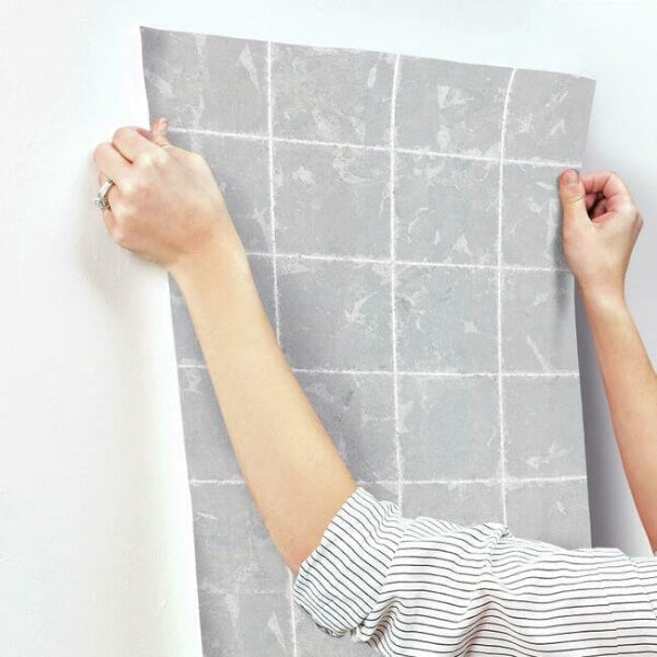 Metal Leaf Squares Silver Wallpaper