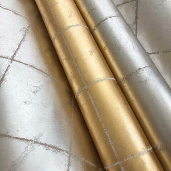 Metal Leaf Squares Silver Wallpaper