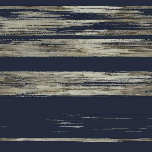 Horizontal Dry Brush Navy Wallpaper