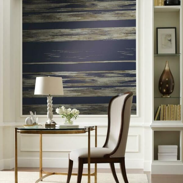 Horizontal Dry Brush Navy Wallpaper