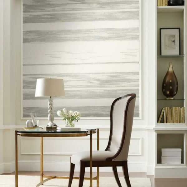 Horizontal Dry Brush White & Grey Wallpaper