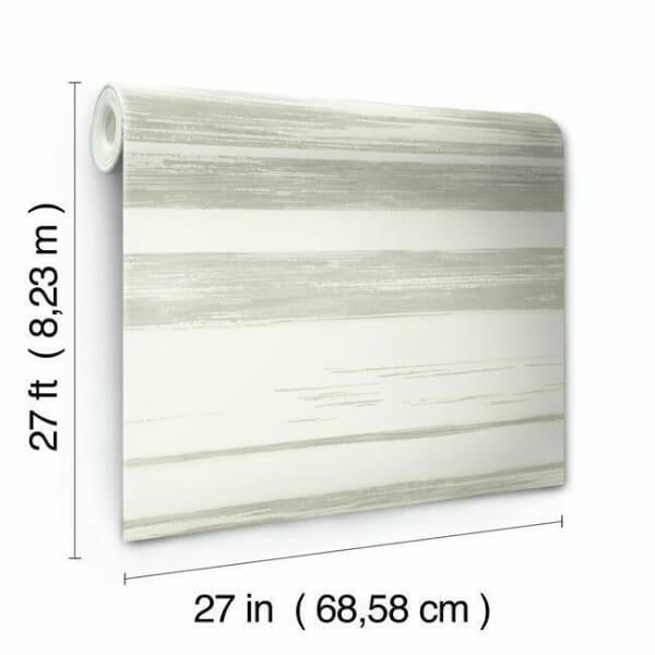 Horizontal Dry Brush White & Grey Wallpaper