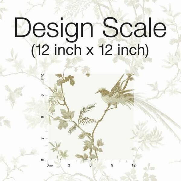 Bird & Blossom Chinoserie White & Gold Wallpaper