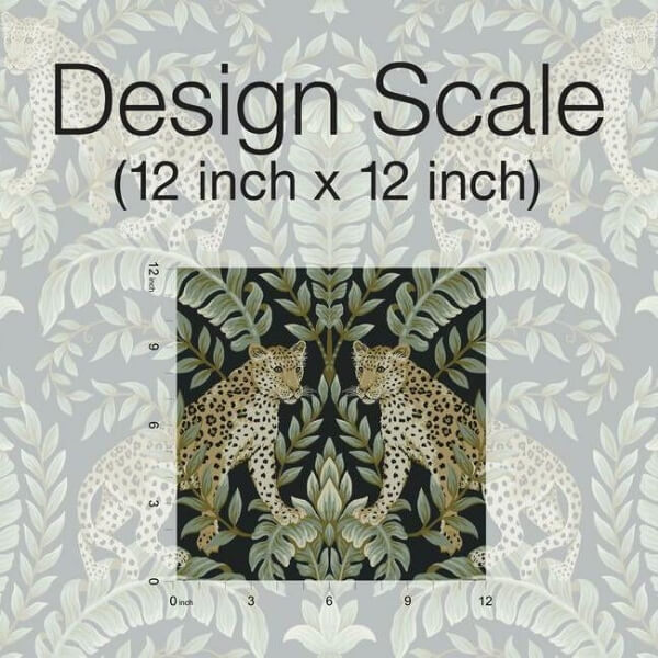 Jungle Leopard Black & Green Wallpaper