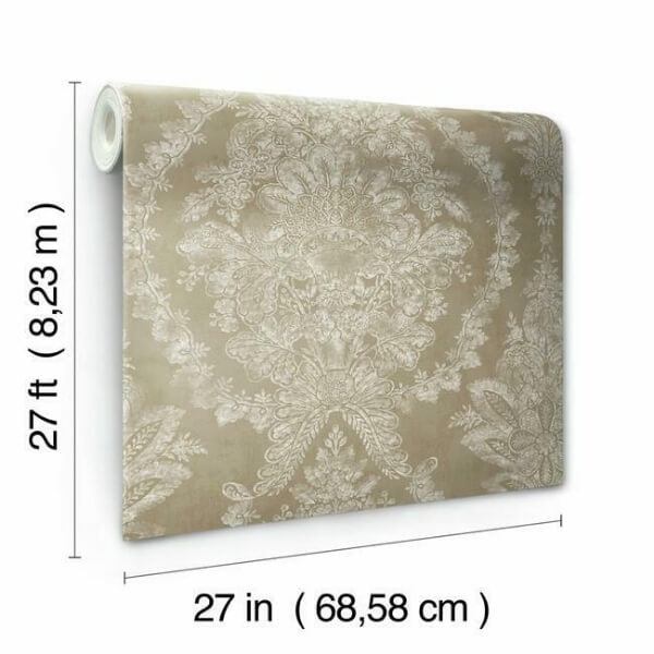 Charleston Damask Bronze Wallpaper