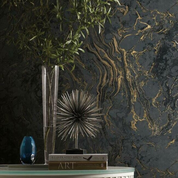 Polished Marble Black Wallpaper
