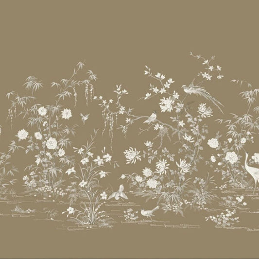 Flowering Vine Chino Brown Wall Mural