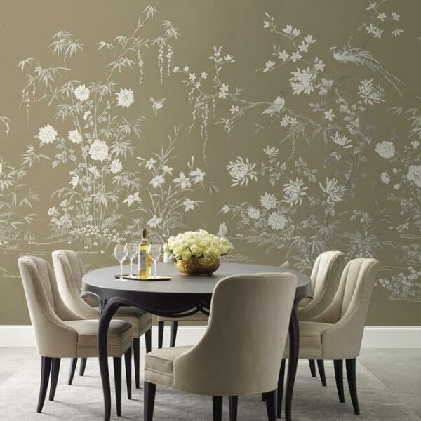 Flowering Vine Chino Brown Wall Mural