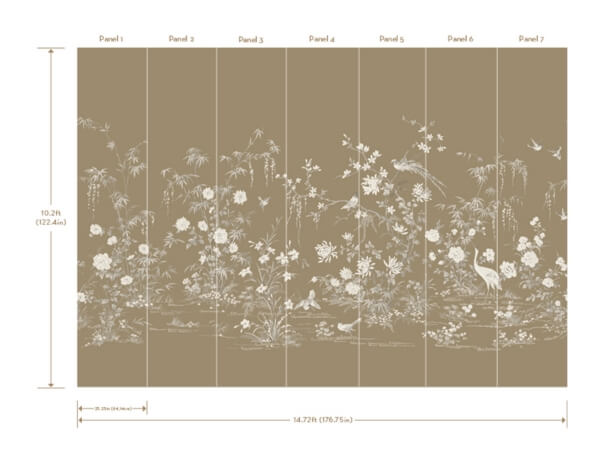 Flowering Vine Chino Brown Wall Mural