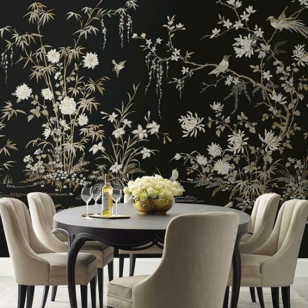 Flowering Vine Chino Black Wall Mural