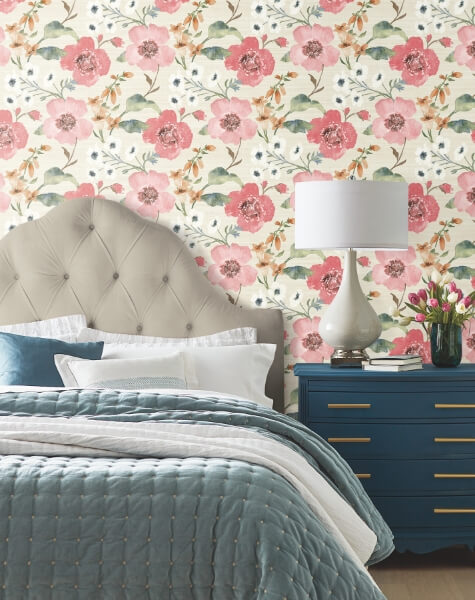 Evelyn Pink Floral Wallpaper