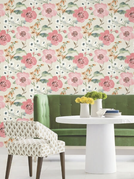 Evelyn Pink Floral Wallpaper