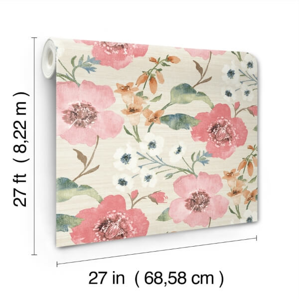 Evelyn Pink Floral Wallpaper