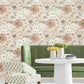 Evelyn Apricot Floral Wallpaper