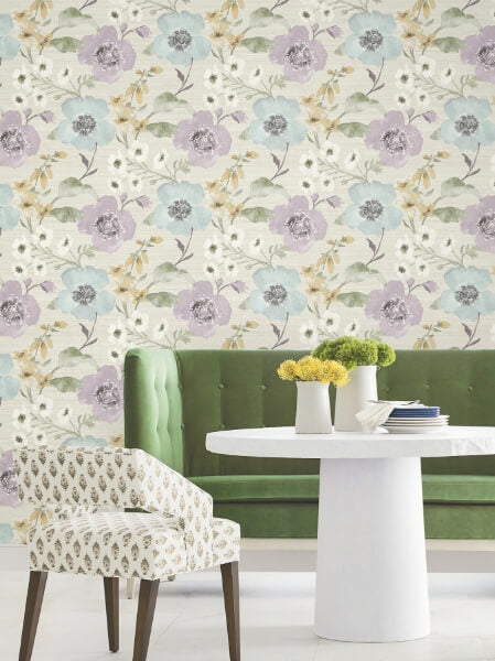 Evelyn Lavender Floral Wallpaper