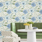 Evelyn Blue Floral Wallpaper