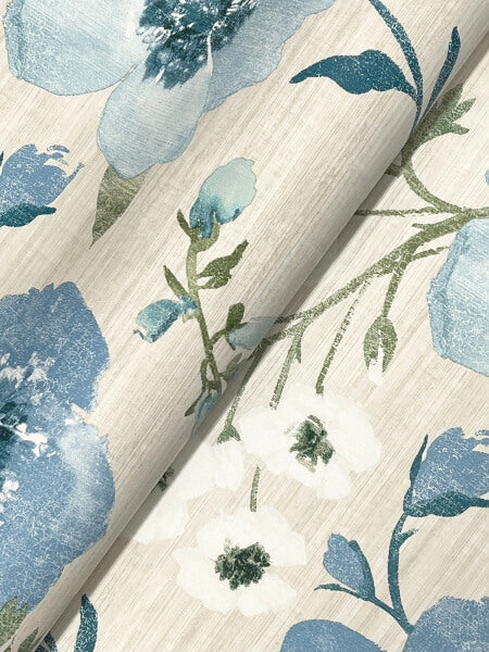 Evelyn Blue Floral Wallpaper