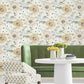 Evelyn Wheat Floral Wallpaper