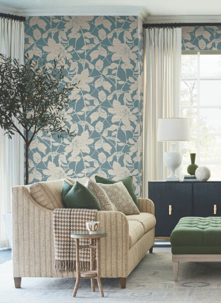 Solange Teal Botanical Wallpaper