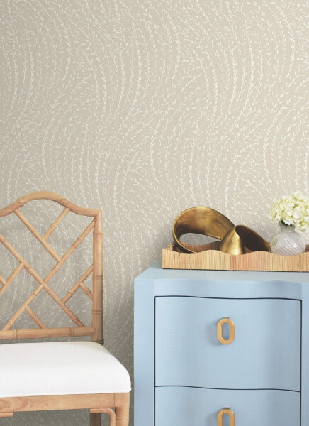 Willow Song Taupe Botanical Wallpaper