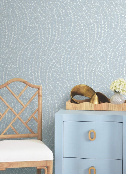 Willow Song Sky Blue Botanical Wallpaper