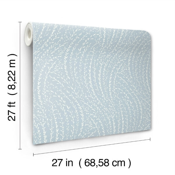 Willow Song Sky Blue Botanical Wallpaper