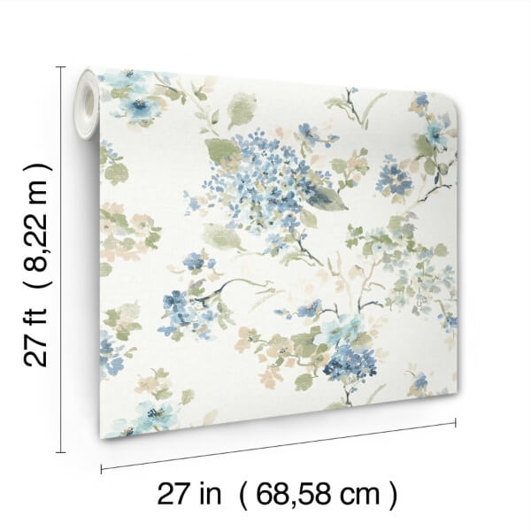 Veiled Garden Sky Blue Floral Wallpaper