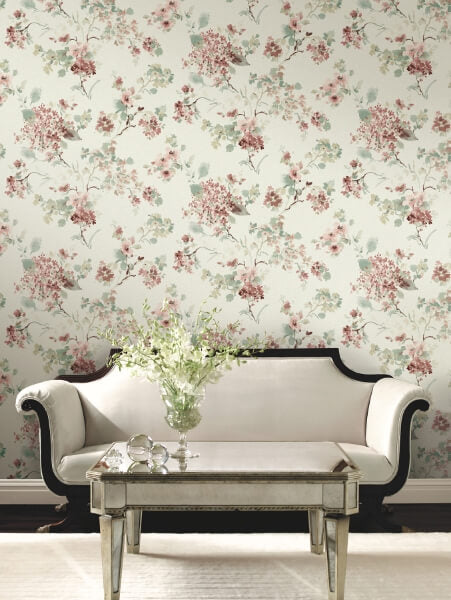 Veiled Garden Rose Floral Wallpaper