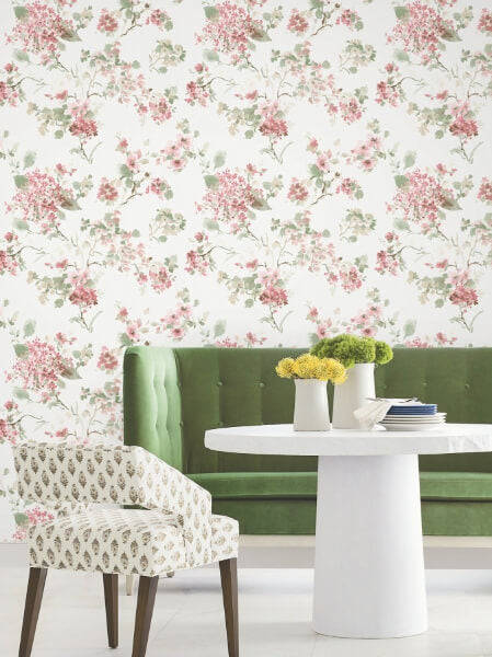 Veiled Garden Pink Floral Wallpaper