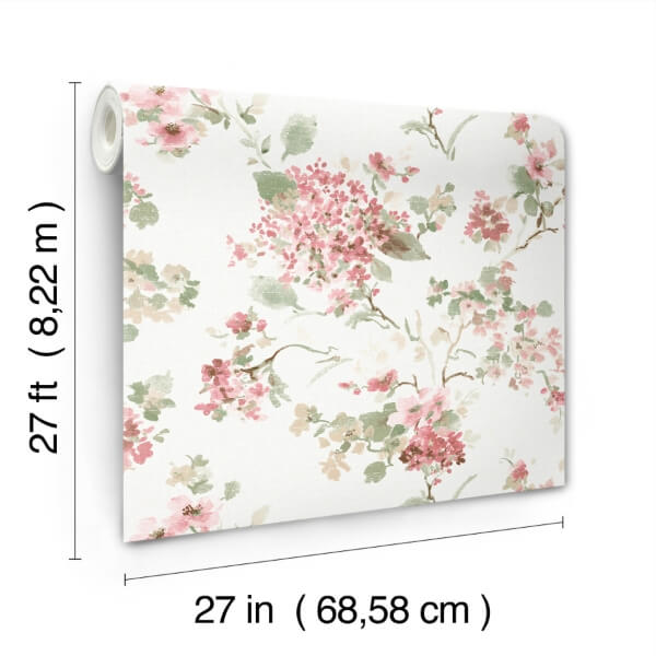 Veiled Garden Pink Floral Wallpaper