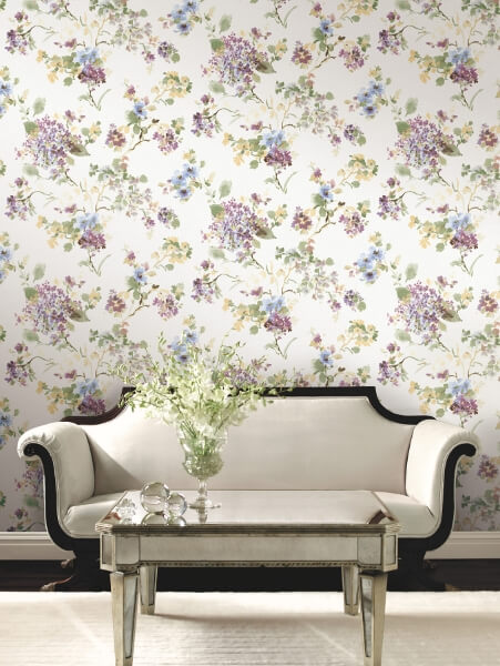Veiled Garden Plum Floral Wallpaper