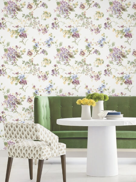 Veiled Garden Plum Floral Wallpaper