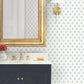 Serene Villa Teal Floral Stamp Wallpaper