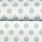 Serene Villa Teal Floral Stamp Wallpaper